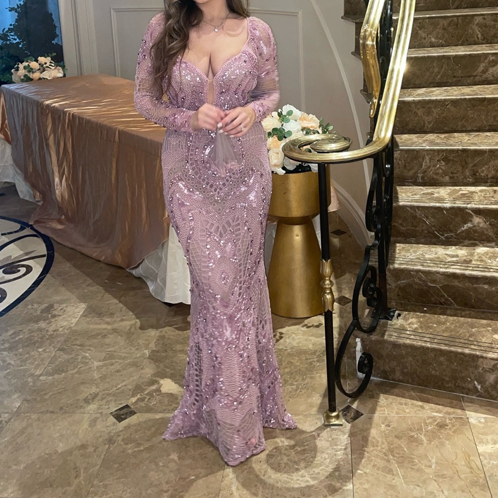 Beaded Lavender Evening gown Lilac - Picture 10 of 14